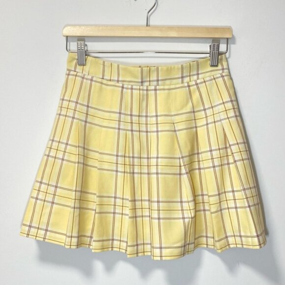 Aritzia Sunday Best Pleated Mini Skirt Yellow Plaid – Size 4 - Picture 8 of 9